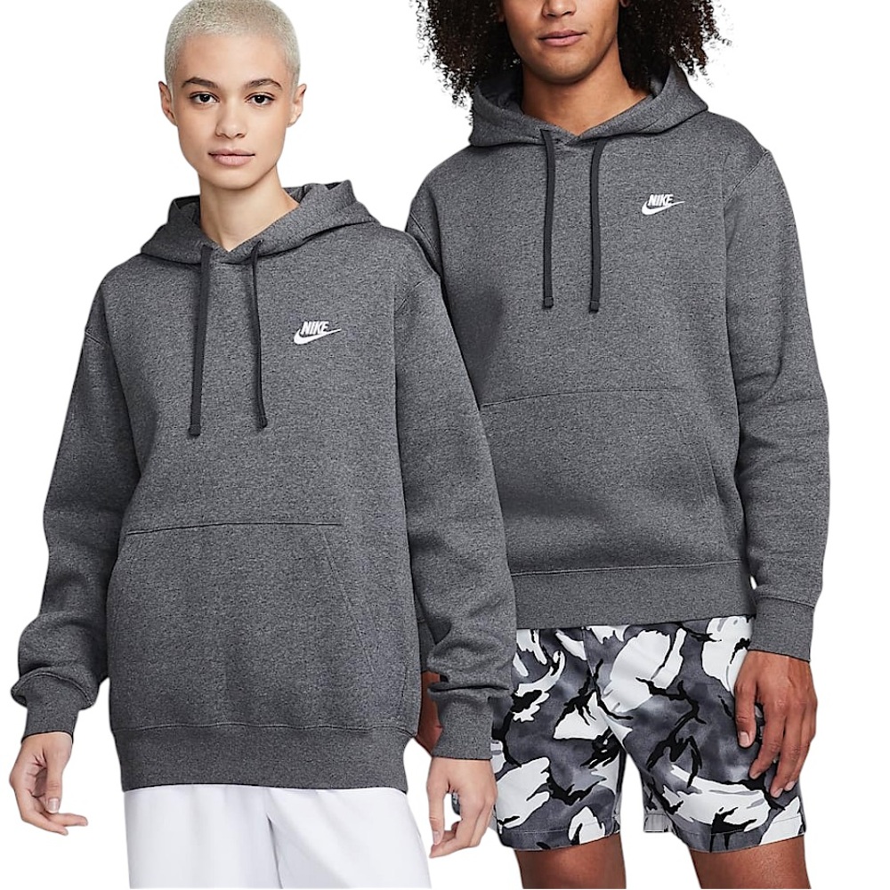 Nike Sportswear Club Gray Athletic Fleece Pullover Hoodie Sweatshirt size L - Picture 2 of 11